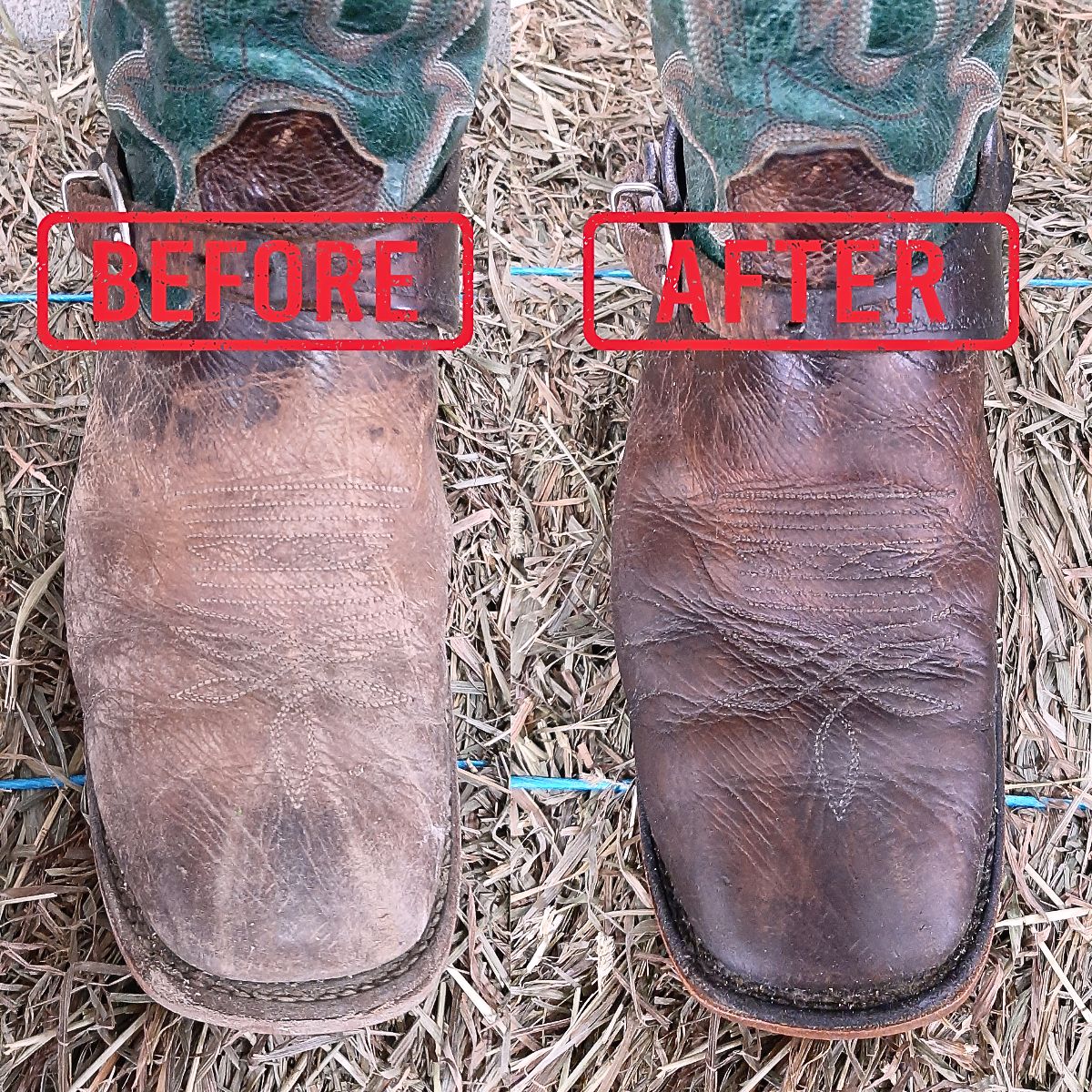 Before and After with Canadian Beeseal Leather Conditioner on Boulet Cowboy Boots | Leather Care