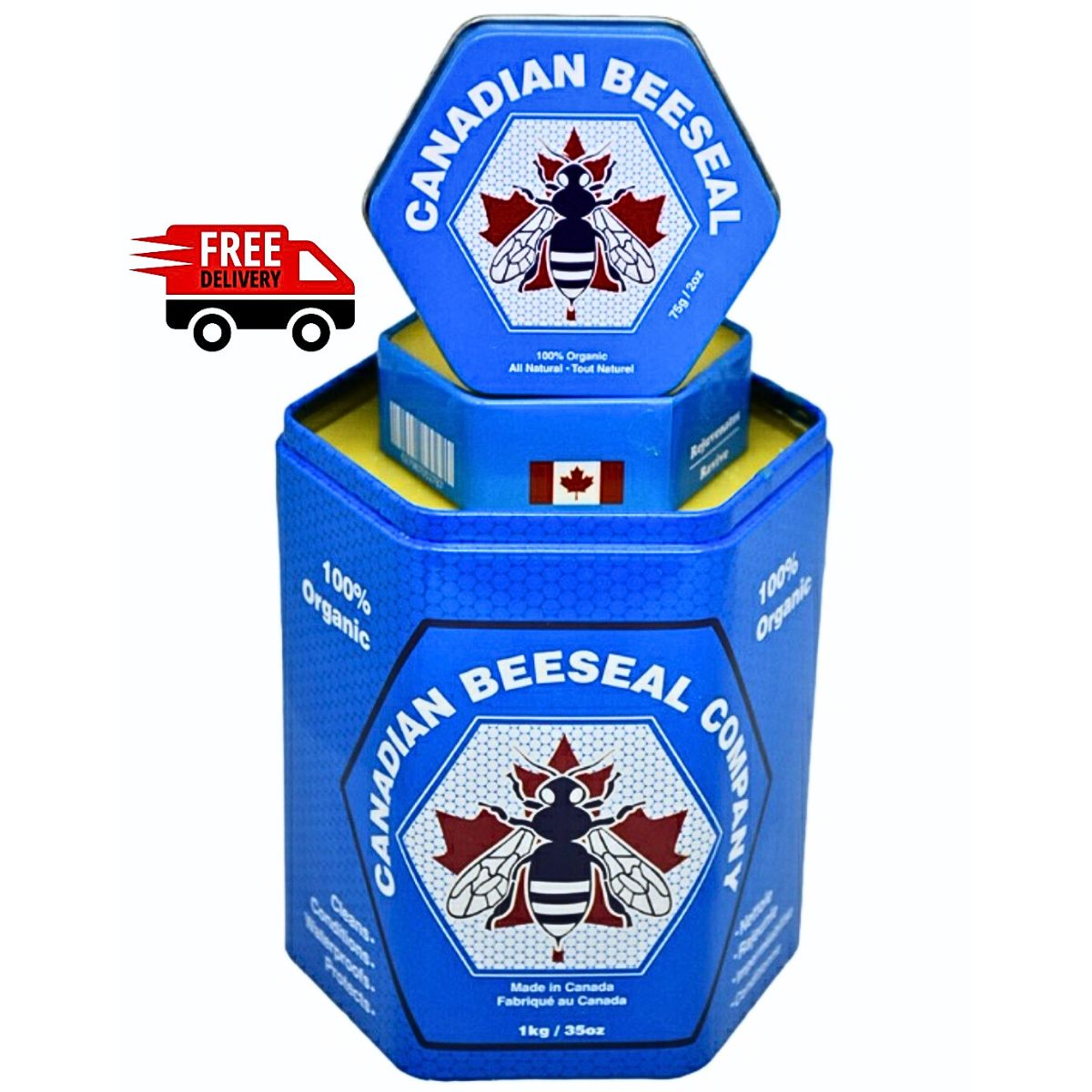 Combo 1kilo/35oz with 1 75g/2.75g Free Canadian Beeseal Leather Conditioner 