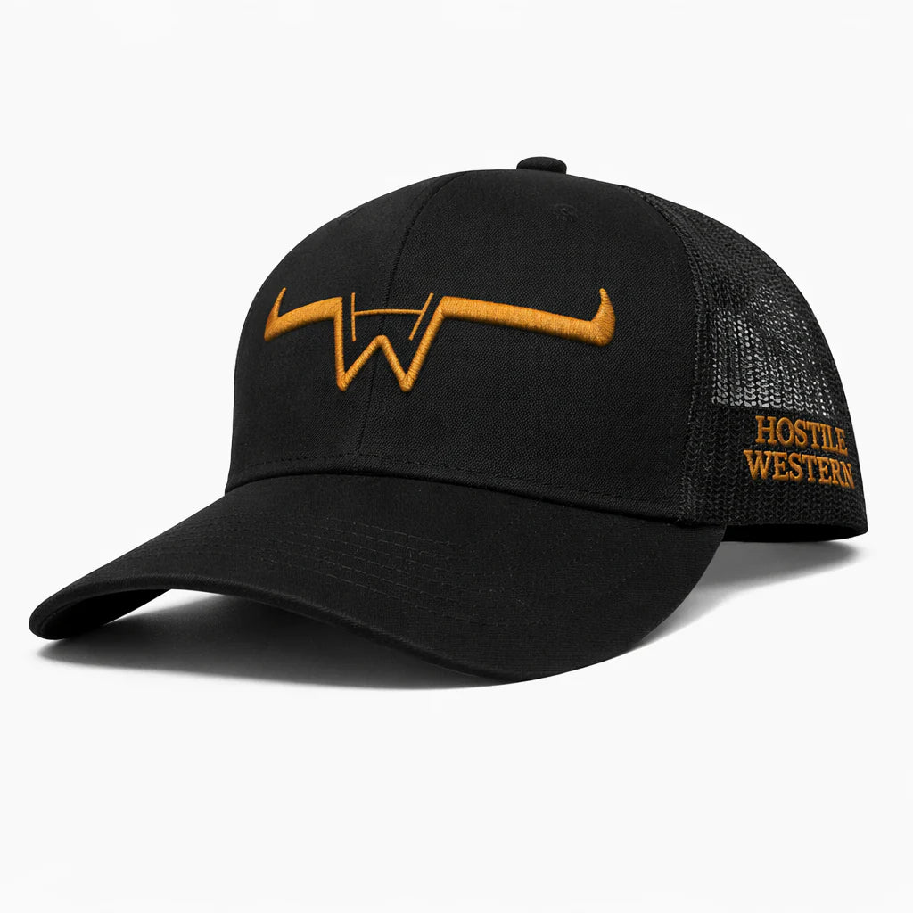 Trucker Cap | Golden / Black | Logo Signature | Hostile Western