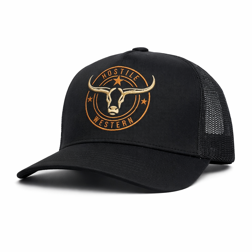 Casquette de camionneur | Tête de taureau noire | Western hostile