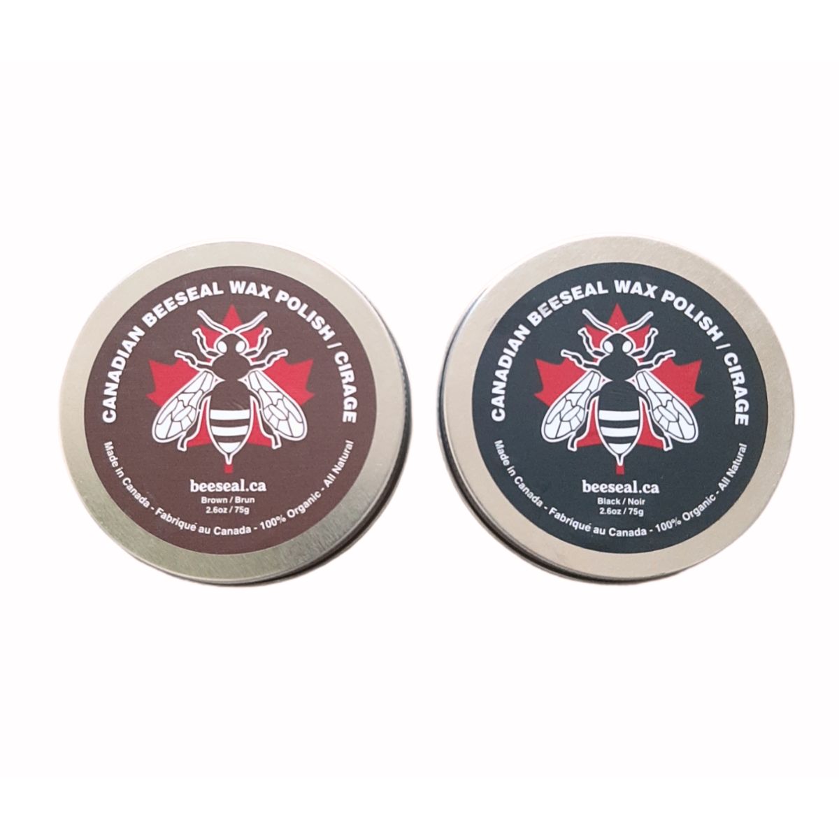 Canadian Beeseal - Lot de 2 cirages à chaussures, 1 marron 75 g et 1 noir 75 g