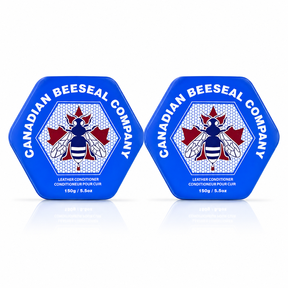 Pack of 2 Canadian Beeseal Leather Conditioner 150g tins for leather care and protection, made in Canada | Laether Care